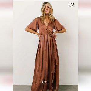Sicily Satin Maxi Dress | Rosy Brown